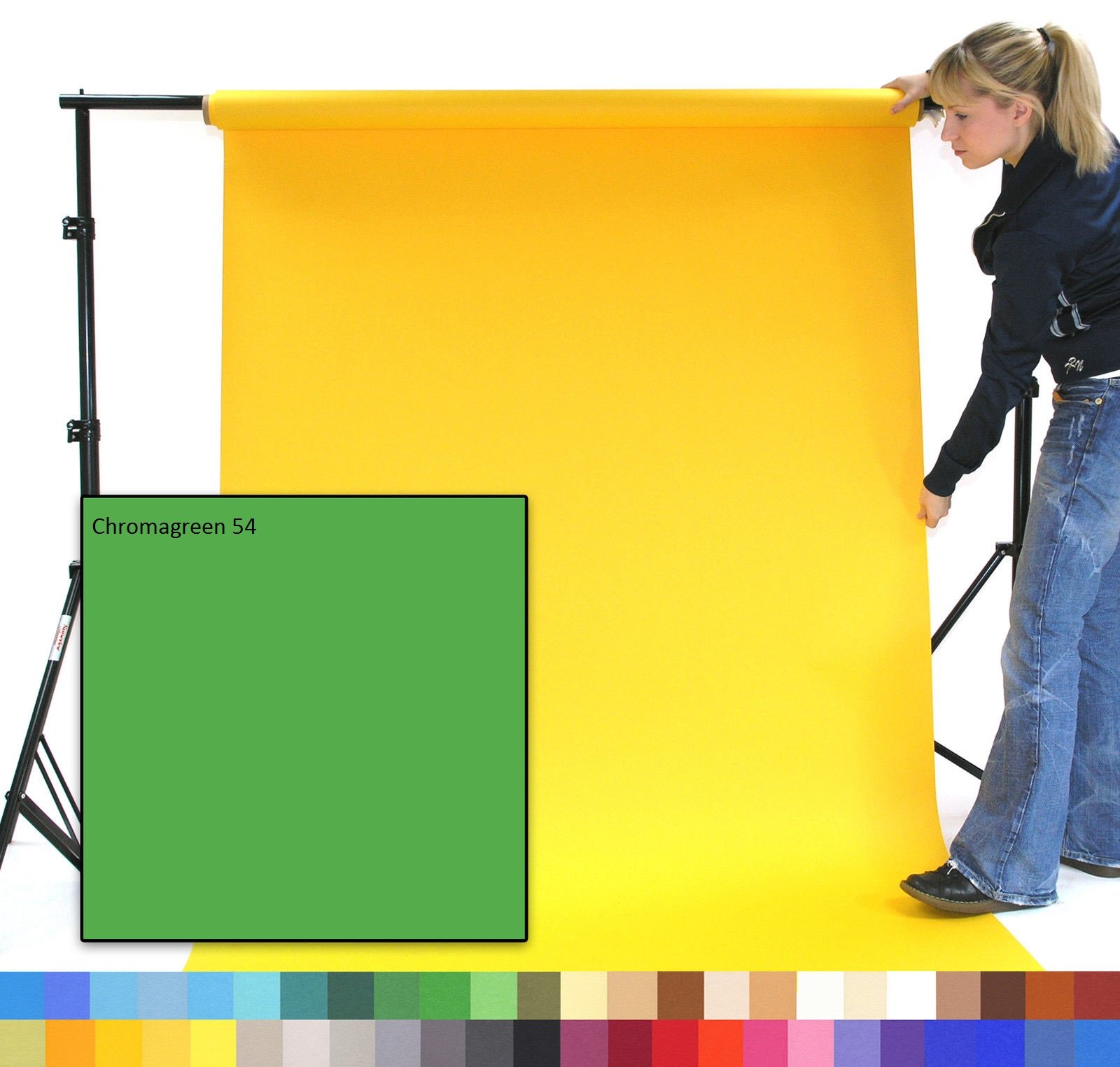 Fond du studio en papier 1.35x11m couleur CHROMAGREEN