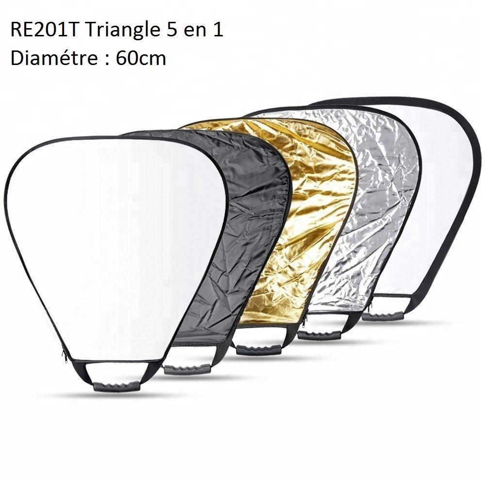Réflecteur 5 en 1 triangulaire avec poignée diamètre 60 cm