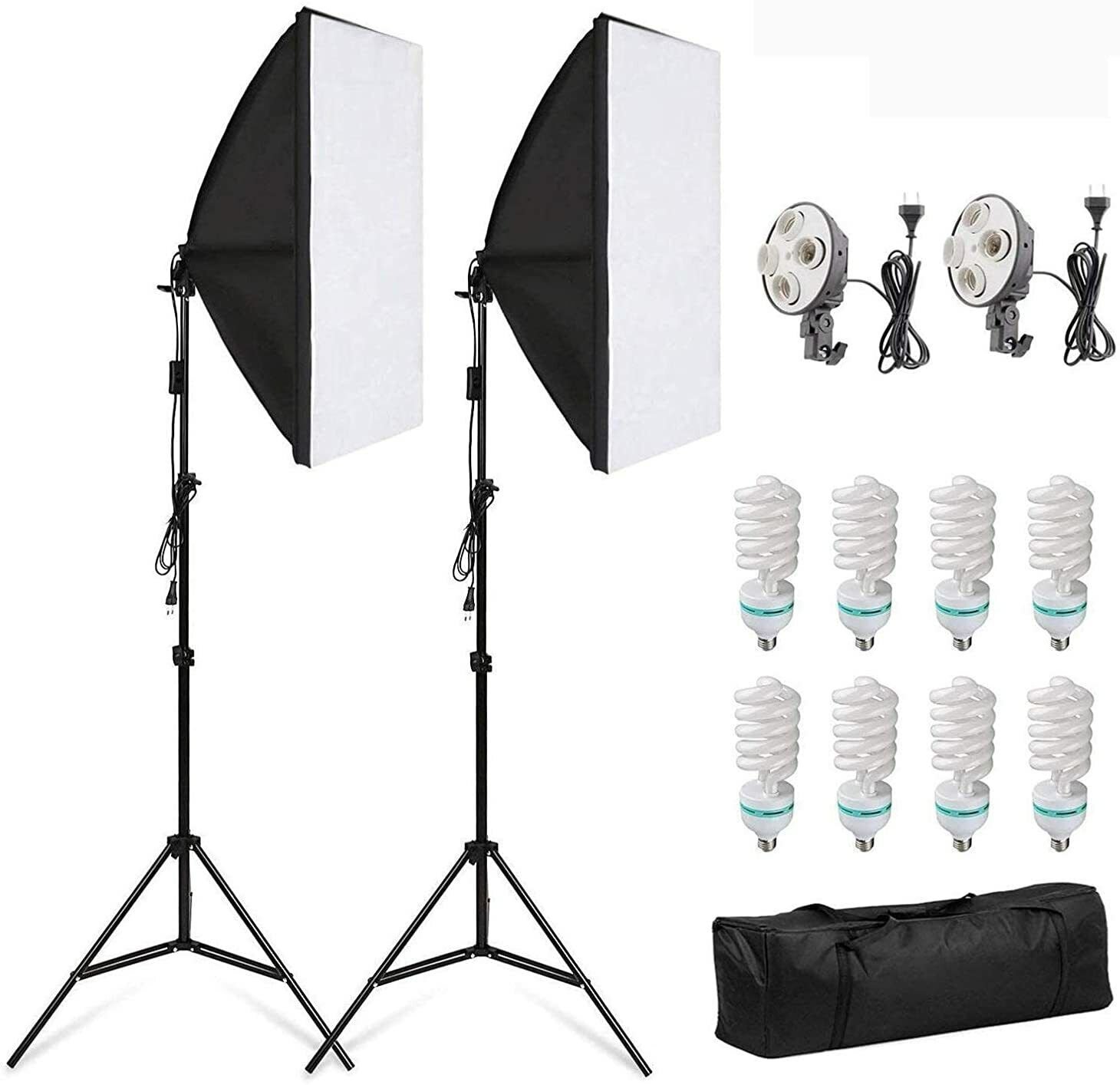 Kit d'éclairage de 2 softbox avec lampes (135w x 8)
