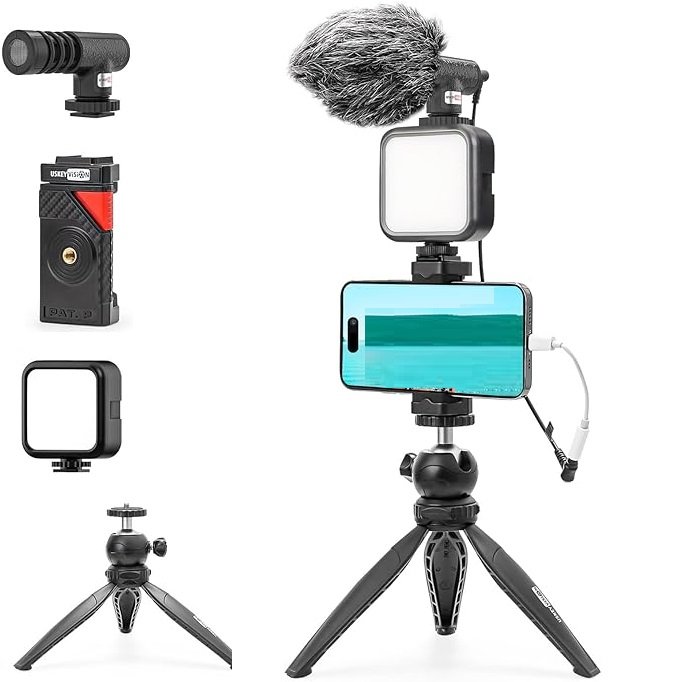 kit vidéo led pour smartphone et appareil photo avec microphone