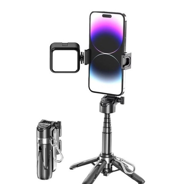 Perche à selfie quadripode avec led et télécommande Bluetooth